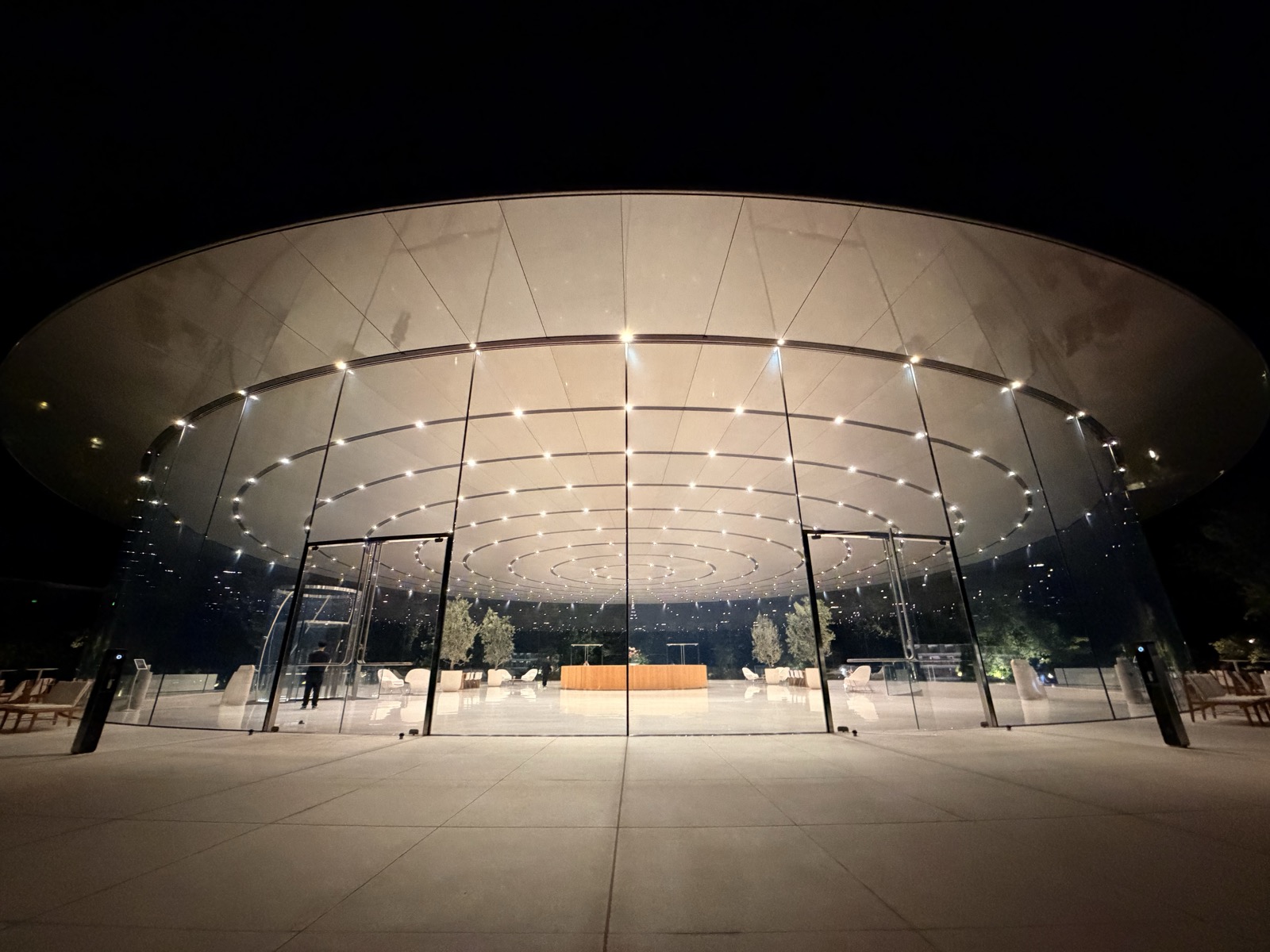 Steve Jobs Theater at night was beautiful